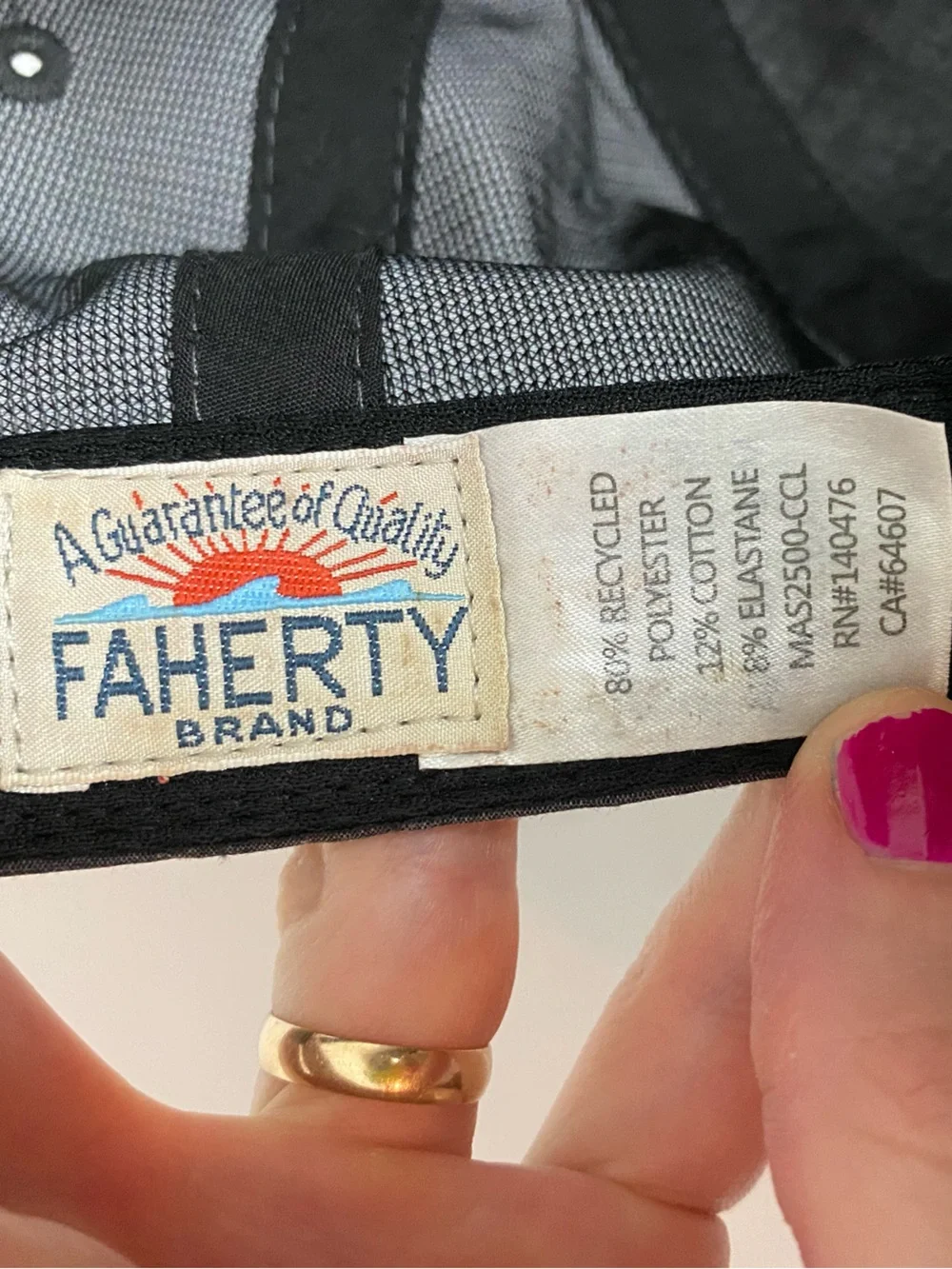 Faherty All Day Corded Hat Unisex One Size Adjustable Charcoal Grey Vintage Logo